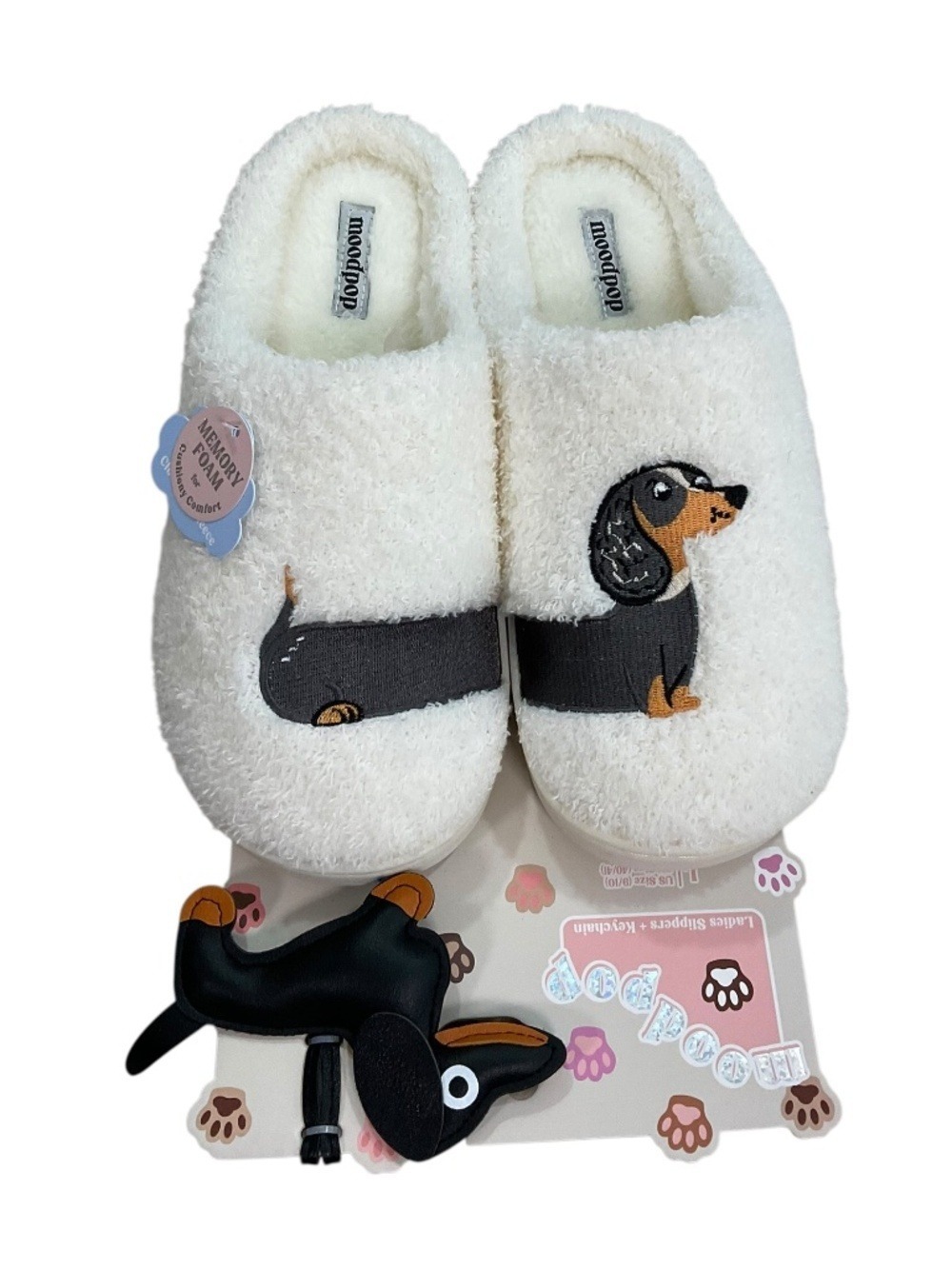Moodpop Dachshund Wiener Dog Memory Foam Slippers Keychain L 9/10